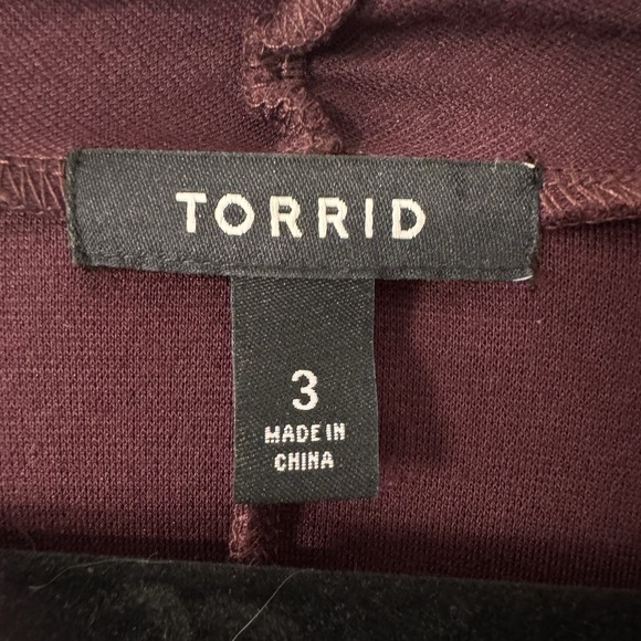 Torrid Open Draped Sweater Women's  Size 3X Burgundy Pockets Long Sleeve Cozy - Picture 3 of 11